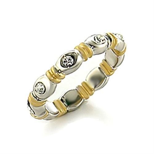 LO148 - Matte Gold & Rhodium Brass Toe Ring with Top Grade Crystal  in Clear - Alamode