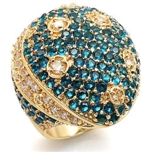 LO1491 - Imitation Gold Brass Ring with Synthetic Synthetic Glass in Montana - Alamode