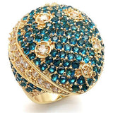 LO1491 - Imitation Gold Brass Ring with Synthetic Synthetic Glass in Montana - Alamode