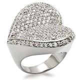 LO1492 - Rhodium Brass Ring with AAA Grade CZ in Clear - Alamode - Flyclothing LLC