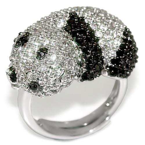 LO1515 - Rhodium + Ruthenium Brass Ring with AAA Grade CZ in Black Diamond - Alamode - Flyclothing LLC
