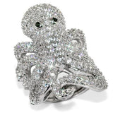 LO1524 - Rhodium Brass Ring with Top Grade Crystal  in Clear - Alamode