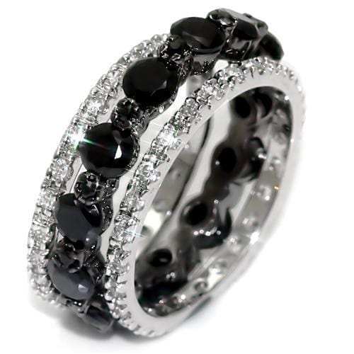 LO1542 - Rhodium + Ruthenium Brass Ring with AAA Grade CZ in Black Diamond - Alamode - Flyclothing LLC
