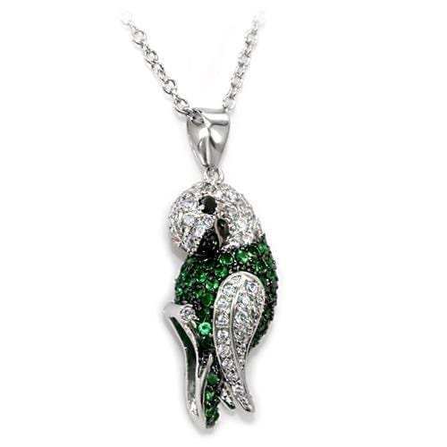 LO1567 - Rhodium + Ruthenium Brass Chain Pendant with AAA Grade CZ in Multi Color - Alamode - Flyclothing LLC