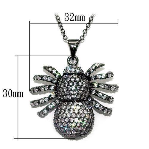 LO1578 - Ruthenium Brass Chain Pendant with AAA Grade CZ in Clear - Alamode - Flyclothing LLC