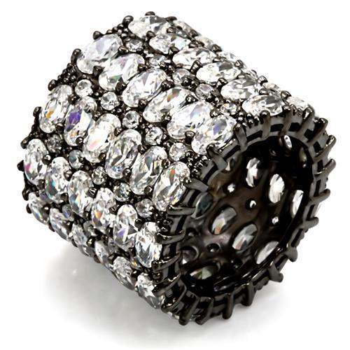 LO1580 - Ruthenium Brass Ring with AAA Grade CZ in Clear - Alamode - Flyclothing LLC