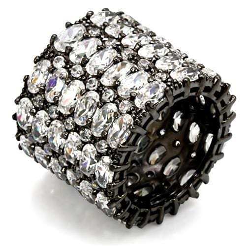 LO1580 - Ruthenium Brass Ring with AAA Grade CZ in Clear - Alamode - Flyclothing LLC