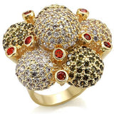 LO1600 - Imitation Gold Brass Ring with AAA Grade CZ  in Garnet - Alamode