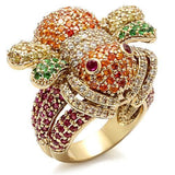 LO1603 - Imitation Gold Brass Ring with Synthetic Corundum in Ruby - Alamode