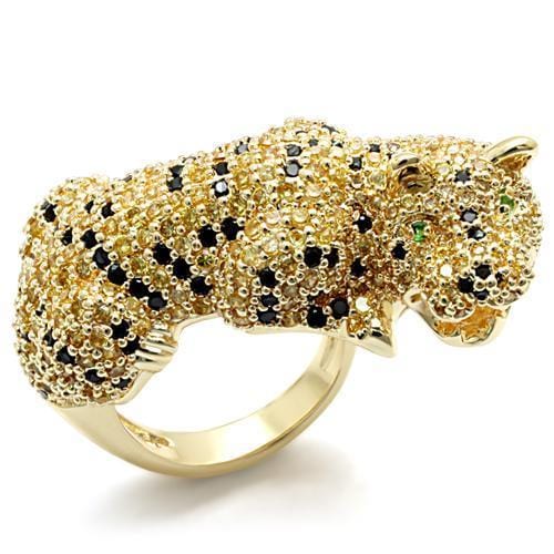 LO1606 - Imitation Gold Brass Ring with Synthetic Synthetic Glass in Emerald - Alamode