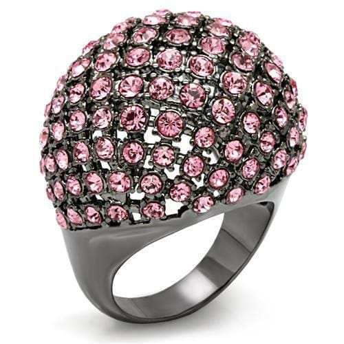 LO1615 - TIN Cobalt Black Brass Ring with Top Grade Crystal in Light Rose - Alamode - Flyclothing LLC