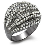 LO1617 - TIN Cobalt Black Brass Ring with Top Grade Crystal  in Clear - Alamode