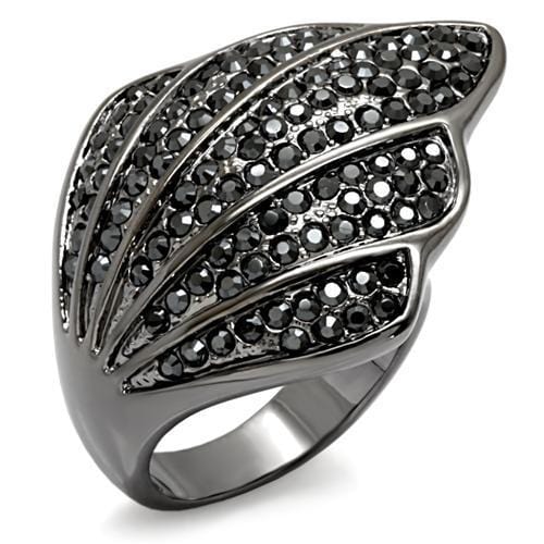 LO1624 - TIN Cobalt Black Brass Ring with Top Grade Crystal  in Jet - Alamode