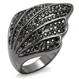 LO1624 - TIN Cobalt Black Brass Ring with Top Grade Crystal  in Jet - Alamode