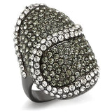 LO1626 - TIN Cobalt Black Brass Ring with Top Grade Crystal  in Black Diamond - Alamode