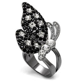 LO1627 - TIN Cobalt Black Brass Ring with Top Grade Crystal  in Multi Color - Alamode