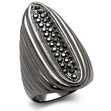 LO1628 - TIN Cobalt Black Brass Ring with Top Grade Crystal  in Jet - Alamode