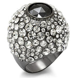 LO1629 - TIN Cobalt Black Brass Ring with AAA Grade CZ  in Black Diamond - Alamode