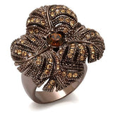 LO1655 - Chocolate Gold Brass Ring with Top Grade Crystal  in Smoked Quartz - Alamode