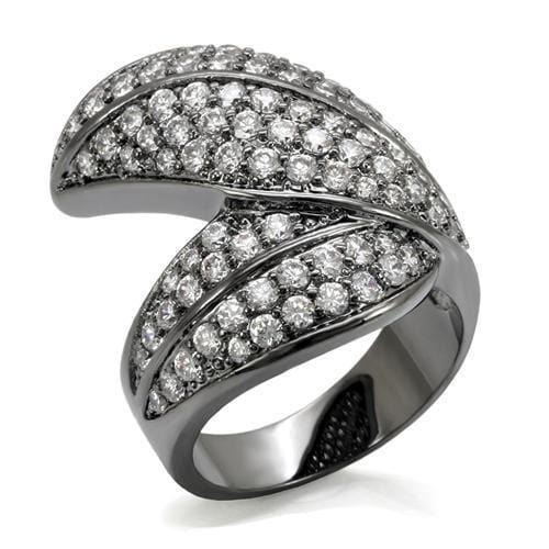 LO1667 - TIN Cobalt Black Brass Ring with AAA Grade CZ  in Clear - Alamode
