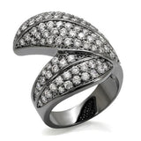 LO1667 - TIN Cobalt Black Brass Ring with AAA Grade CZ  in Clear - Alamode
