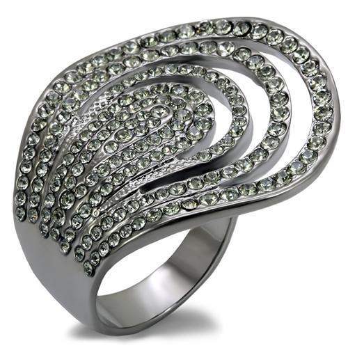 LO1669 - TIN Cobalt Black Brass Ring with Top Grade Crystal in Black Diamond - Alamode - Flyclothing LLC