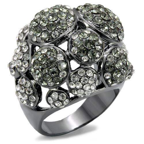 LO1672 - TIN Cobalt Black Brass Ring with Top Grade Crystal in Black Diamond - Alamode - Flyclothing LLC