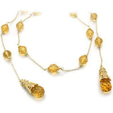 LO1717 - Gold White Metal Necklace with Synthetic Acrylic in Topaz - Alamode - Flyclothing LLC