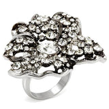 LO1829 - Imitation Rhodium Brass Ring with Top Grade Crystal  in Clear - Alamode