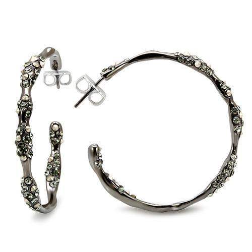 LO1856 - Ruthenium Brass Earrings with Top Grade Crystal in Black Diamond - Alamode - Flyclothing LLC