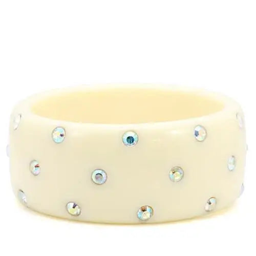 LO1905 - Resin Bangle with Top Grade Crystal in Aurora Borealis (Rainbow Effect) - Alamode - Flyclothing LLC
