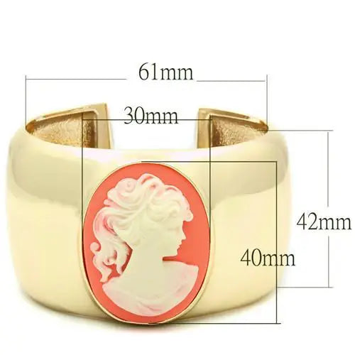 LO1964 - Gold Brass Bangle with Synthetic Synthetic Stone in Multi Color - Alamode - Flyclothing LLC