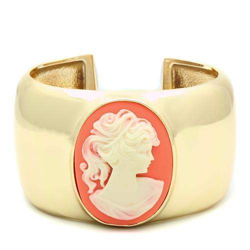 LO1964 - Gold Brass Bangle with Synthetic Synthetic Stone in Multi Color - Alamode - Flyclothing LLC