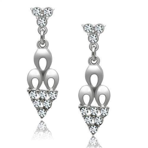 LO1969 - Rhodium White Metal Earrings with Top Grade Crystal in Clear - Alamode - Flyclothing LLC