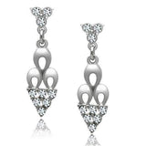 LO1969 - Rhodium White Metal Earrings with Top Grade Crystal in Clear - Alamode - Flyclothing LLC