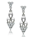 LO1969 - Rhodium White Metal Earrings with Top Grade Crystal in Clear - Alamode - Flyclothing LLC