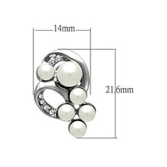 LO1970 - Rhodium White Metal Earrings with Synthetic Pearl in White