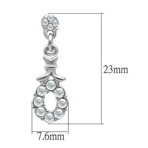 LO1974 - Rhodium White Metal Earrings with Top Grade Crystal in Clear - Alamode - Flyclothing LLC