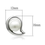 LO1976 - Rhodium White Metal Earrings with Synthetic Pearl in White - Alamode - Flyclothing LLC