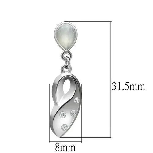 LO1978 - Rhodium White Metal Earrings with Top Grade Crystal in Clear - Alamode - Flyclothing LLC