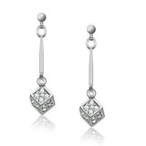 LO1981 - Rhodium White Metal Earrings with Top Grade Crystal in Clear - Alamode - Flyclothing LLC