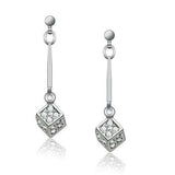 LO1981 - Rhodium White Metal Earrings with Top Grade Crystal in Clear - Alamode - Flyclothing LLC