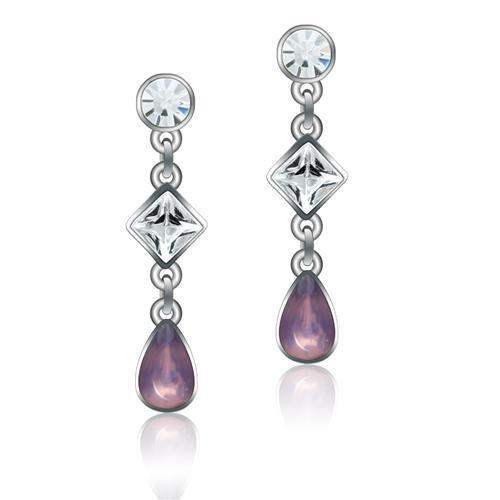 LO1983 - Rhodium White Metal Earrings with Top Grade Crystal in Clear - Alamode - Flyclothing LLC