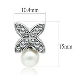 LO1987 - Rhodium White Metal Earrings with Synthetic Pearl in White - Alamode - Flyclothing LLC