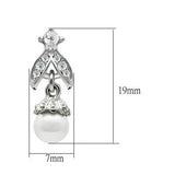 LO1988 - Rhodium White Metal Earrings with Synthetic Pearl in White - Alamode - Flyclothing LLC