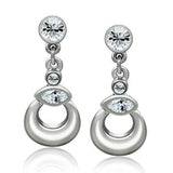 LO1989 - Rhodium White Metal Earrings with Top Grade Crystal in Clear - Alamode - Flyclothing LLC