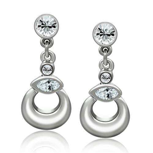 LO1989 - Rhodium White Metal Earrings with Top Grade Crystal in Clear - Alamode - Flyclothing LLC
