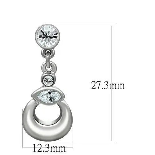LO1989 - Rhodium White Metal Earrings with Top Grade Crystal in Clear - Alamode - Flyclothing LLC