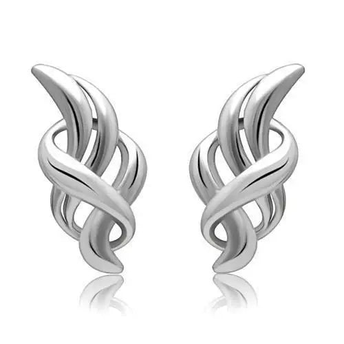 LO1991 - Rhodium White Metal Earrings with No Stone - Alamode - Flyclothing LLC