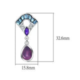 LO1993 - Rhodium White Metal Earrings with Top Grade Crystal in Multi Color - Alamode - Flyclothing LLC